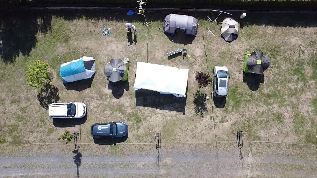 Luftbild von unserem Camp in Liebnitzsee 2022
